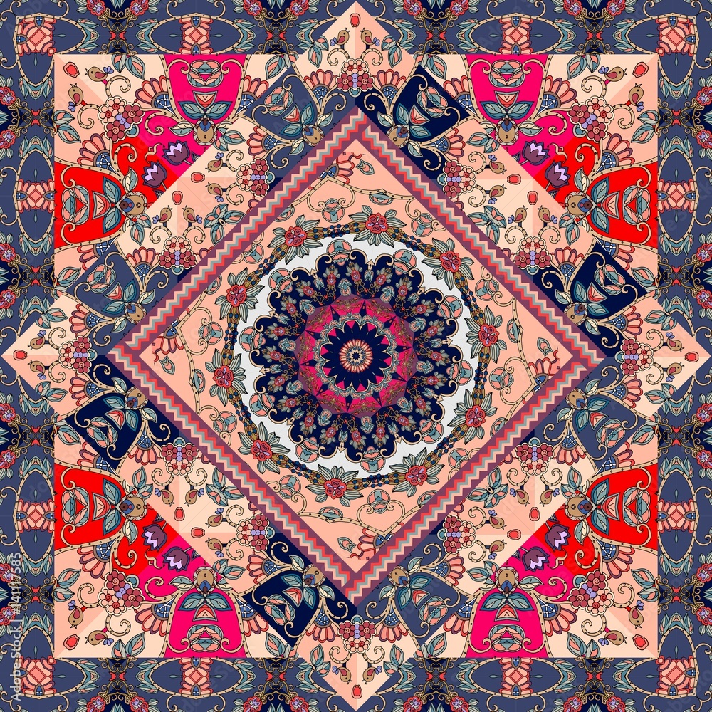 Shawl. Lovely tablecloth. Beautiful carpet. Patchwork design.