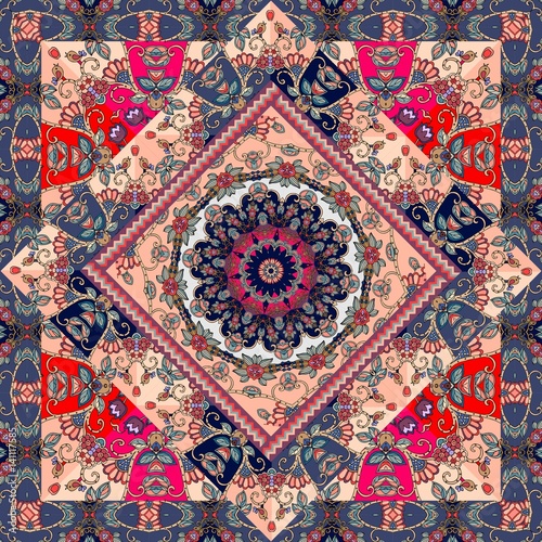 Shawl. Lovely tablecloth. Beautiful carpet. Patchwork design.