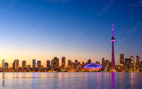 Toronto city skyline at night, Ontario, Toronto