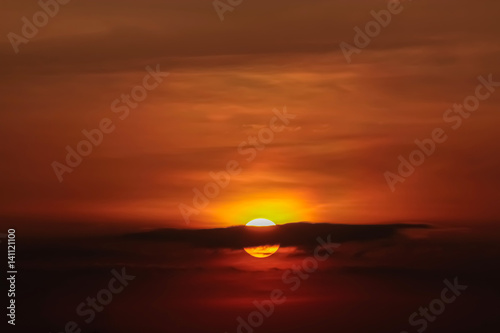 Sun on sunset sky © songphon