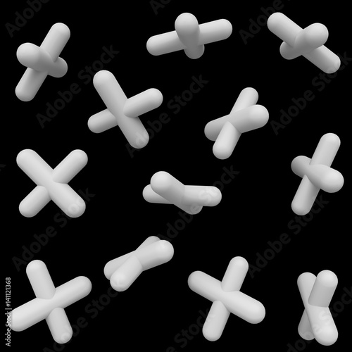 Abstract simple geometric shapes isolated on white background. Cartoon cute children forms. Colorful funny realistic glossy style. Plastic reflective material. 3D render.