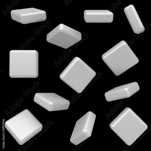 Abstract simple geometric shapes isolated on white background. Cartoon cute children forms. Colorful funny realistic glossy style. Plastic reflective material. 3D render.
