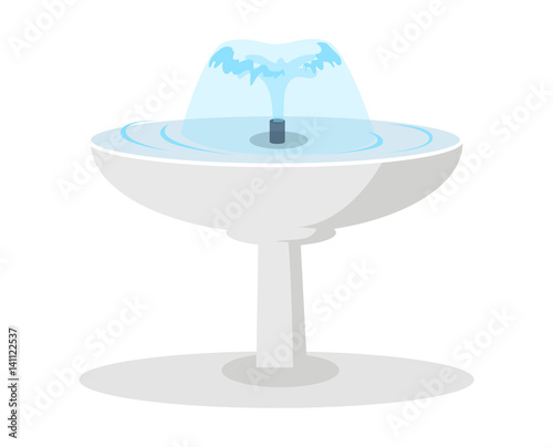 White Ceramic Fountain with Spouting Water Vector