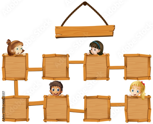 Kids and wooden boards