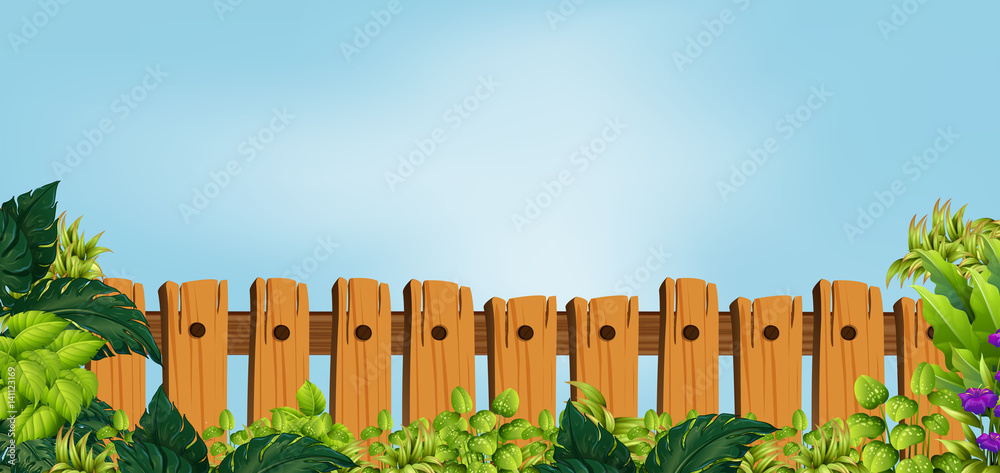 Fototapeta premium Wooden fence in garden