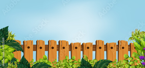Wooden fence in garden