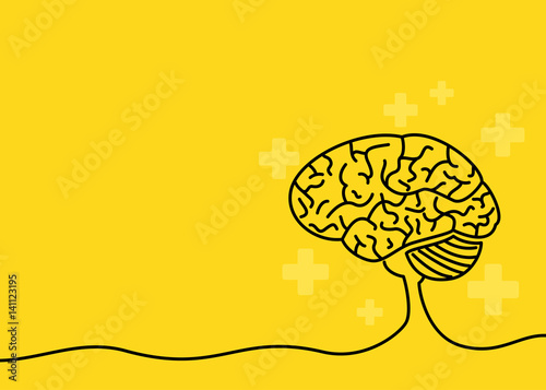 Minimalist medical background with line art human brain