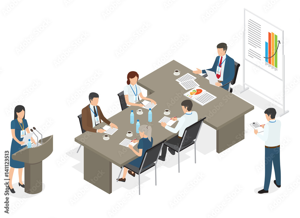 Business People on Meeting at Office Illustration Business People on Meeting at Office Illustration