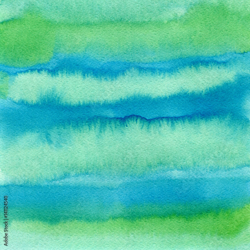 Hand drawn green watercolor abstract paint texture. Raster splash background.