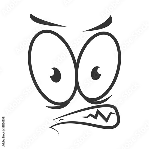 Angry emotion icon logo design. Wicked cartoon face