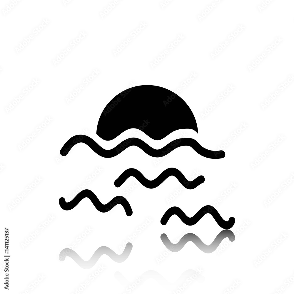 sunset waves icon stock vector illustration flat design sunset waves icon stock vector illustration flat design