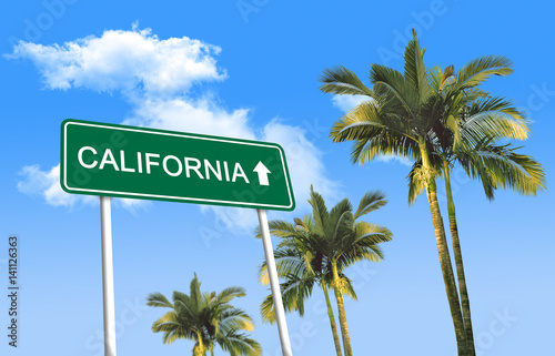 Road sign - California (3D illustration)