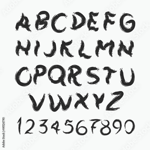 Vector hand drawn illustration of chalk alphabet on blackboard. Eps10. Grunge typography design for text