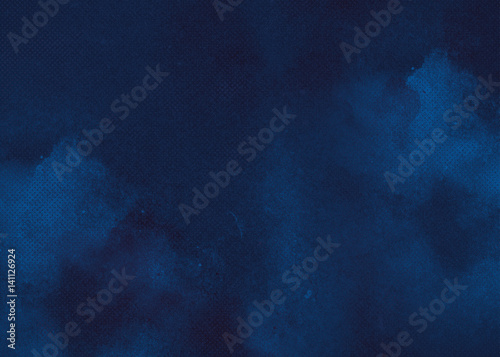 Blue abstract textured background to the point with spots of paint © olgaarkhipenko
