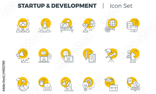 Start up and Development Vector icon set