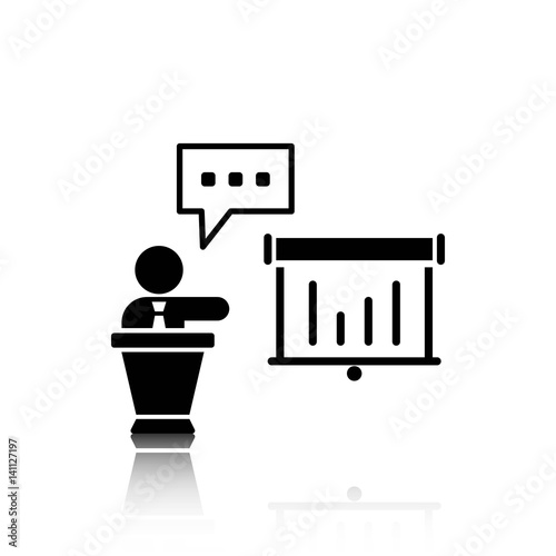lectern with microphone icon stock vector illustration flat design