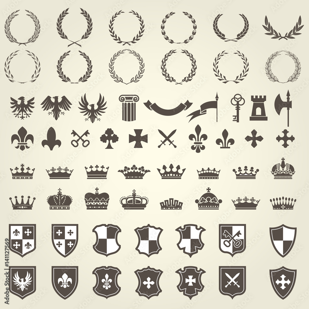 stockvector-heraldry-kit-of-knight-blazons-and-coat-of-arms-elements