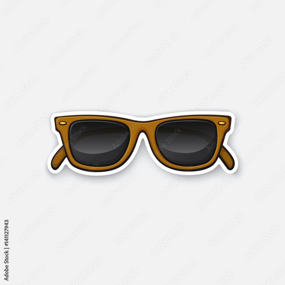 Vector illustration. Retro sunglasses horn-rimmed glasses. Sticker in  cartoon style with contour. Decoration for greeting cards, patches, prints  for clothes, badges, posters, emblems Stock Vector | Adobe Stock
