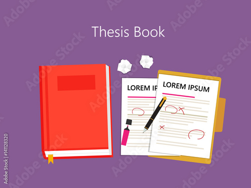 the text correction of literature thesis, textbook concept vector illustrator