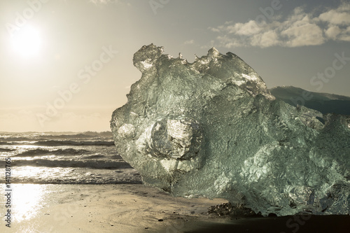 glacial ice on the coast of Iceland