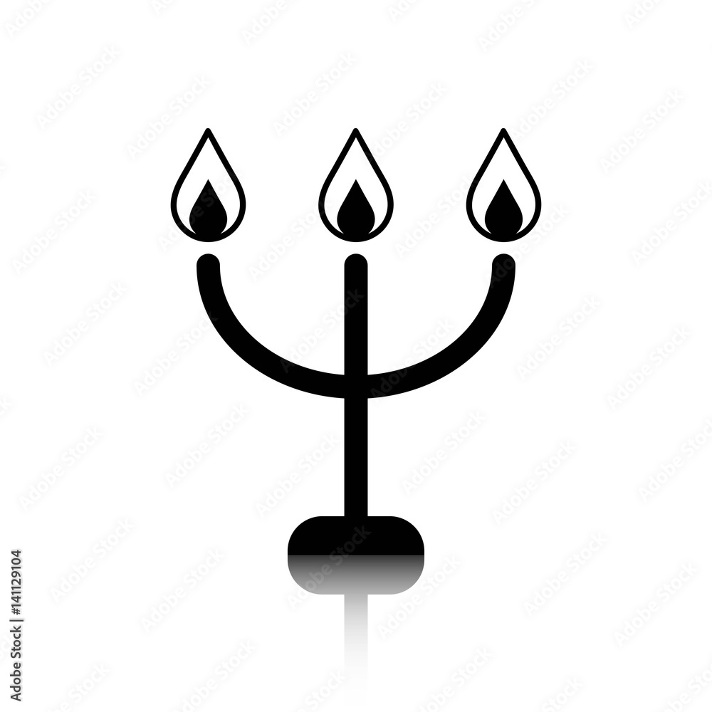 Fototapeta premium candles on a candlestick icon, vector illustration. Flat design style