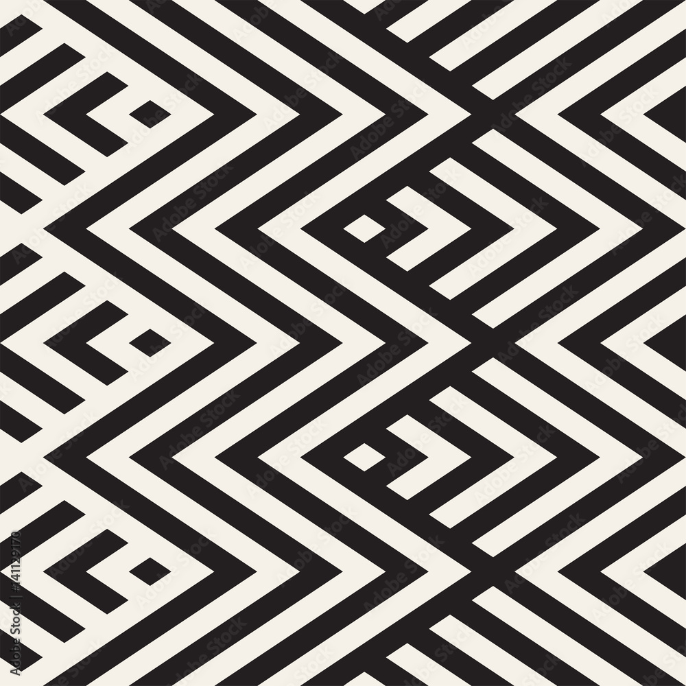 Abstract ZigZag Parallel Stripes. Vector Seamless Pattern. Repeating Monochrome Background Abstract ZigZag Parallel Stripes. Vector Seamless Pattern. Repeating Monochrome Background