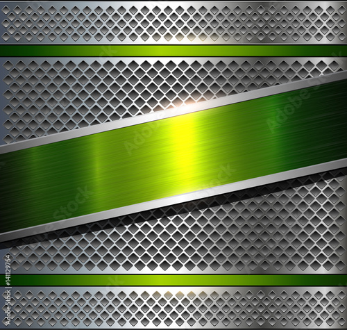 Background metallic silver with green brushed metal texture