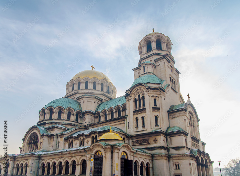 Beautiful view of Alexander Nevsky Cathedral in Sofia, the capital of Bulgaria