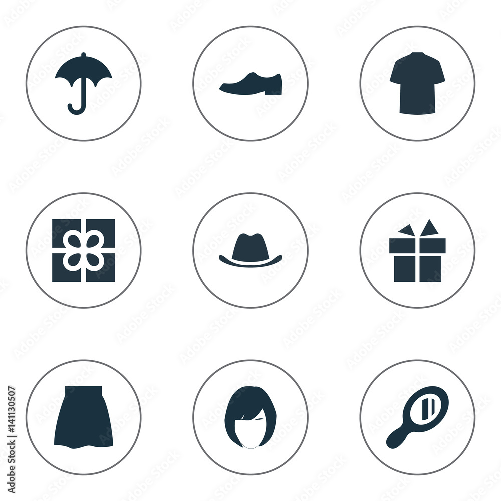 Vector Illustration Set Of Simple Wardrobe Icons. Elements Man Clothing