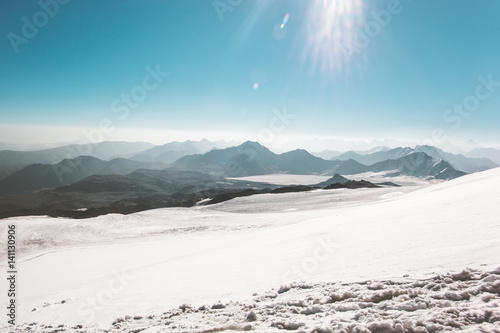 Mountains range Landscape glacier climbing Travel aerial view serene scenery wild nature calm atmospheric scene sunny day over 5000m altitude