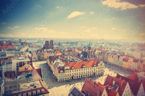 photo of wonderful view of beautiful Wroclaw on the clear sky background photo