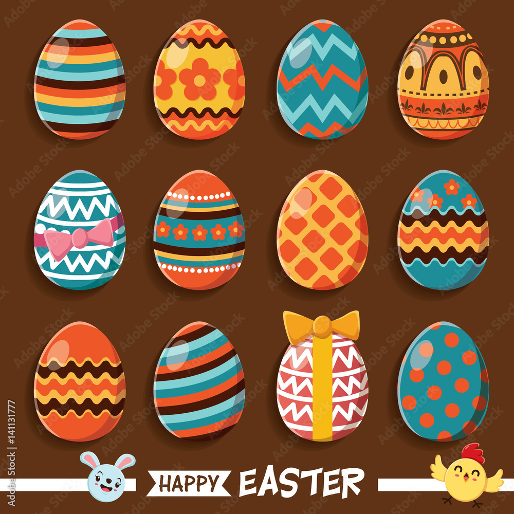 Vintage Easter Egg poster design with Easter eggs