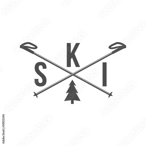 vintage skiing label badge and design elements