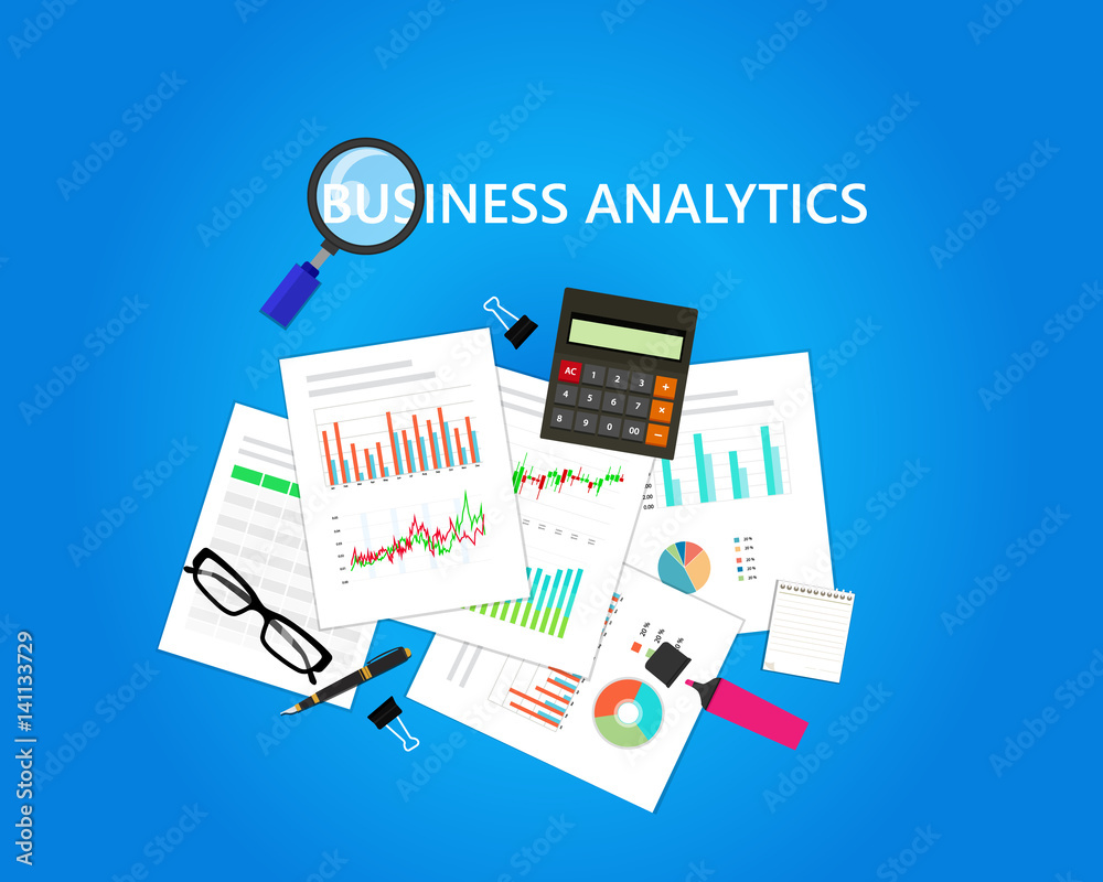 Office tool equipment with document, calculator paper work and spreed