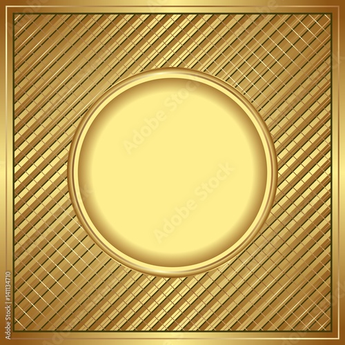 golden background with round banner