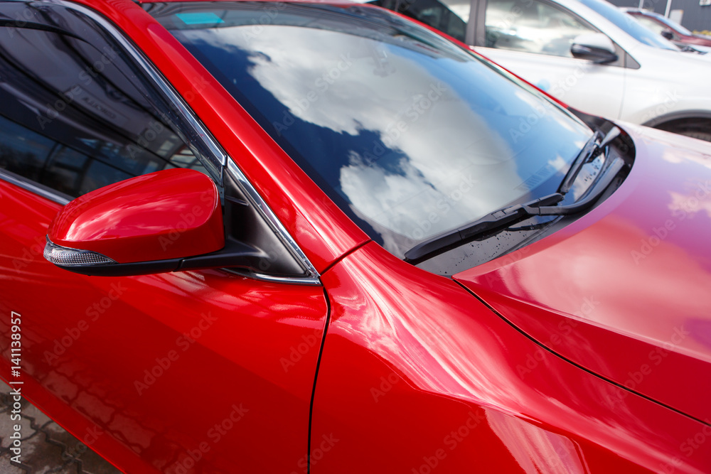 Car mirror red car