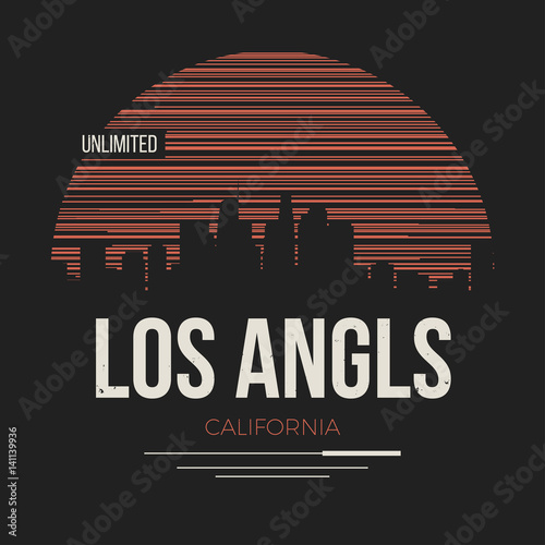 Los Angeles graphic, t-shirt design, tee print, typography, emblem.
