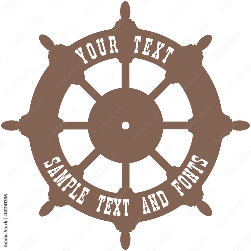 Vintage wooden ship steering wheel isolated on a white background