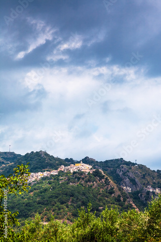 rain clouds over Castiglione di Sicilia town