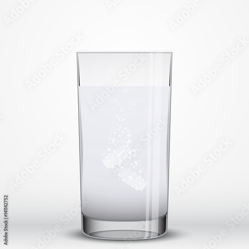 Effervescent pills  in a glass of water, vector illustration