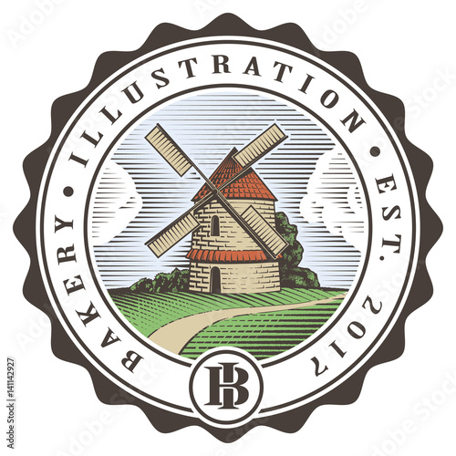 Vintage color mill illustration