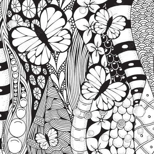 Butterflies. Original black and white