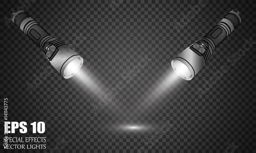 Flashlight gray on transparent background. The glow of light.