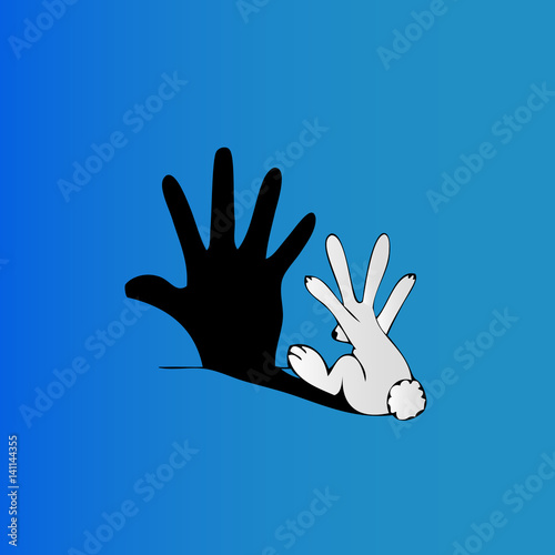 Rabbit making shadow hand, vector illustration