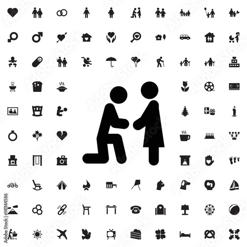 Marriage proposal icon illustration