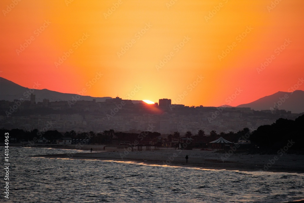 Fototapeta premium Tramonto sul poetto