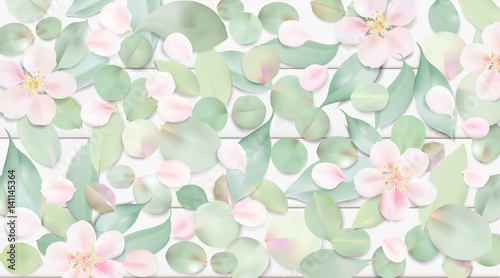 Pastel background with flower leaves.