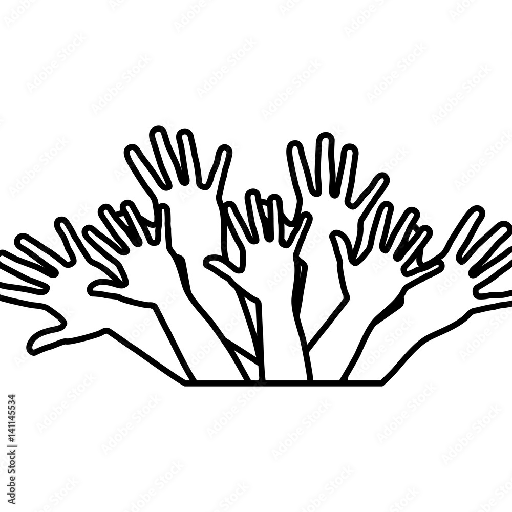 Fototapeta premium hands up together icon, vector illustration design