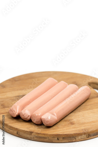 Hot dogs frankfurters served on the plate