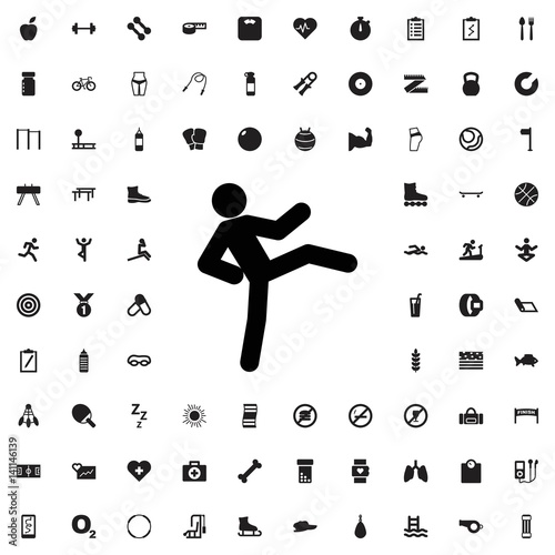 Man doing exercises icon illustration